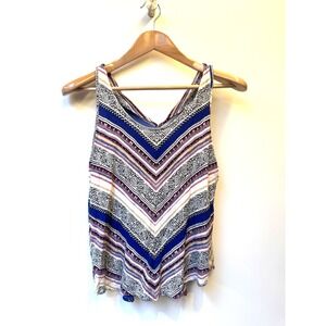 Renee C Boho Women's Tank Cami Top Geometric Print Flowy Back Size Medium